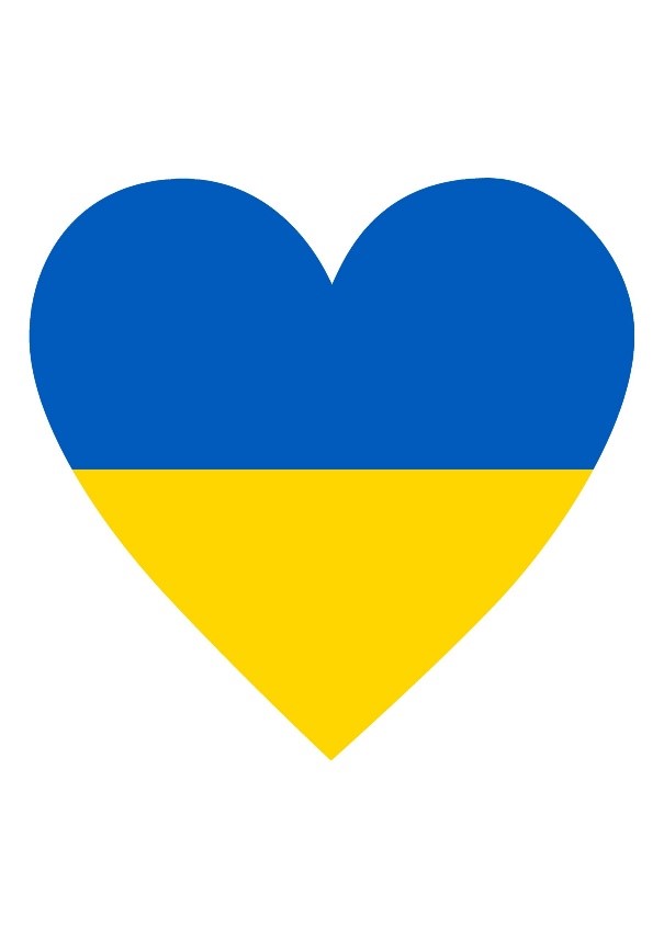 serce w kolorach flagi Ukrainy