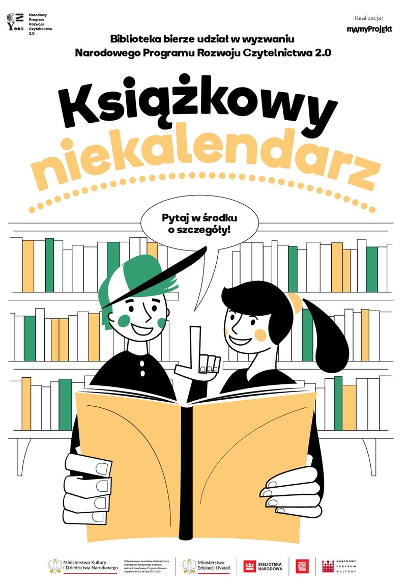 plakat zawiera - Biblioteka bierze udział w wyzwaniu Narodowego Programu Rozwoju Czytelnictwa 2.0