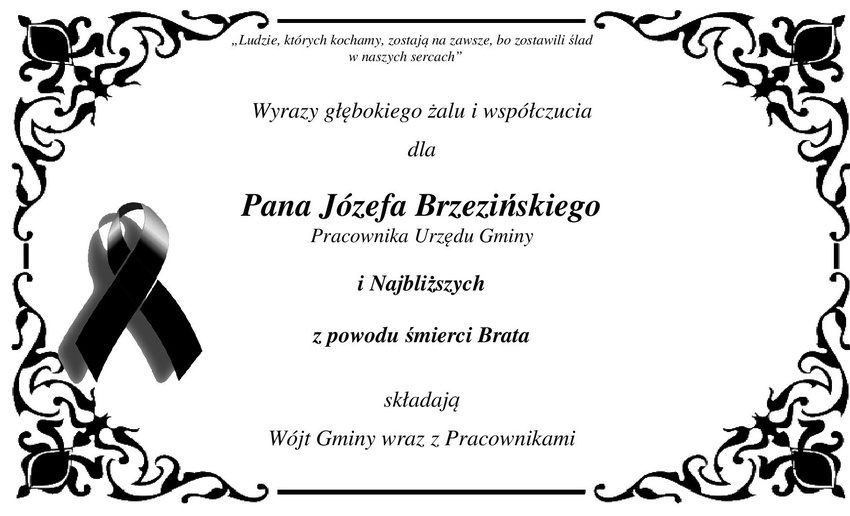 kondolencje dla Józefa Brzezińskiego